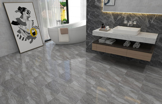 comprare Piastrelle impermeabili in marmo vetrato in ceramica rustica per ufficio e piastrelle da pavimento da 400x400 mm in grigio per camera da letto fabbricazione online