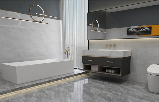 comprare Piastrella rustica in ceramica effetto marmo grigio 400x400mm per pavimenti interni fabbricazione online