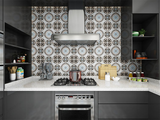 comprare Piastrelle rustiche in ceramica antibatterica di colore beige e blu 200x200 mm fabbricazione online