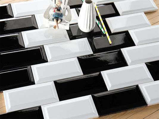 comprare Piastrelle per pareti in argilla bianco e nero 75x152mm per cucina fabbricazione online