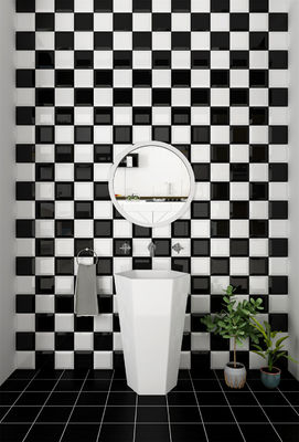 comprare Piastrelle per pareti in ceramica lucida 152x152mm bianco e nero per bagno fabbricazione online