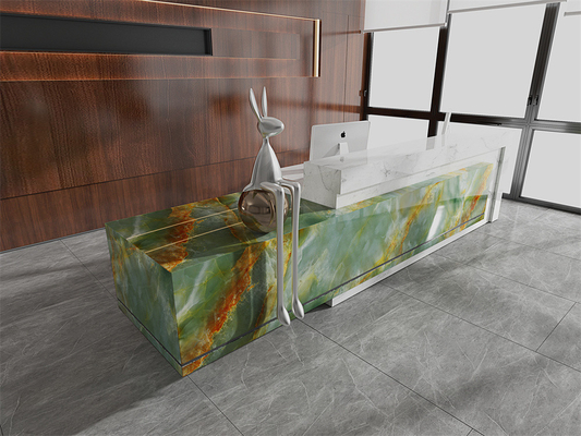 comprare Verde smeraldo 1420x2700 mm lastre di pietra sinterizzata lucidata per tavolo e bancone di cucina fabbricazione online