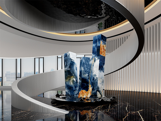 comprare Blu lusso 1420x2700mm lastre di pietra sinterizzata lucidata per hotel e soggiorno fabbricazione online