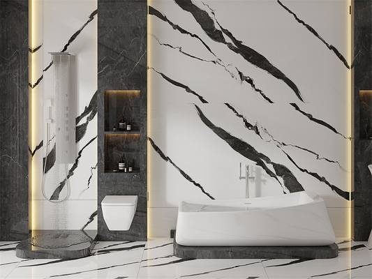 comprare Antibatterico Bianco 1420x2700mm Pavimento interno lucidato Slab di pietra sinterizzata Per cucina e hotel fabbricazione online