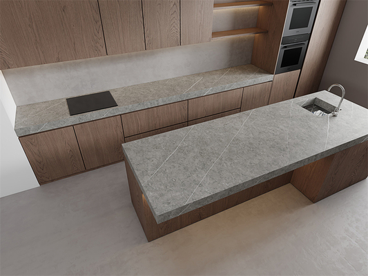 comprare Slab di pietra sinterizzata grigia 1420x2700mm matta lucidata per hotel fabbricazione online