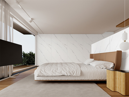 comprare Pavimento di grado AAA Matt Carrara Pietra sinterizzata bianca per ristorante 1420x2700mm fabbricazione online