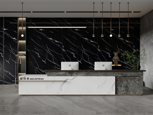 comprare Lastra di pietra sinterizzata opaca per interni 1600x3200mm nera per l'arredamento della casa fabbricazione online