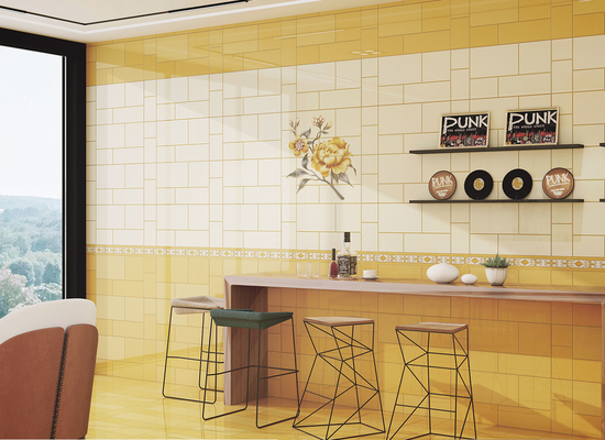 comprare Piastrelle di mattoni gialli 30x60cm e piastrelle di ceramica per cucina con pareti interne vetrate antibatteriche fabbricazione online