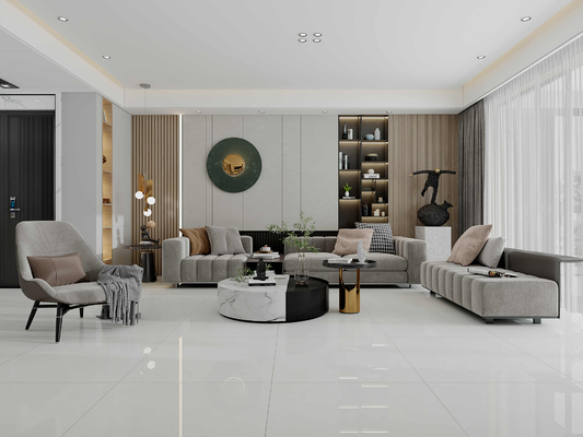 comprare Piastrelle in gres porcellanato smaltato lucido 800x800mm per interni grigio chiaro antigraffio per progetti fabbricazione online
