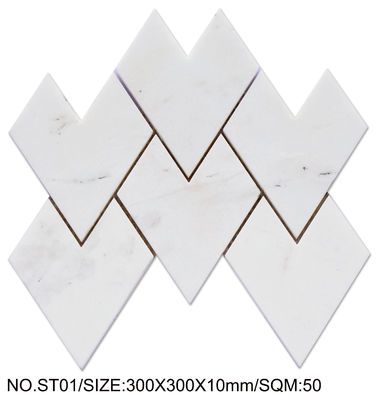 comprare Mosaico in pietra naturale resistente agli acidi bianco 300x300 mm per progetti e decorazioni fabbricazione online