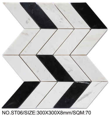 comprare Mosaico in pietra naturale bianco e nero 300x300mm resistente all'usura per bagno e piscina fabbricazione online