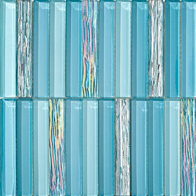comprare Mosaici in vetro blu Firebrick 300x300mm per hotel e soggiorno, resistenti alle macchie fabbricazione online