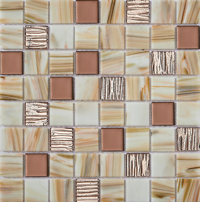 comprare Mosaici in vetro per pareti interne e piscine, 304x304mm, color mattone e antiscivolo fabbricazione online