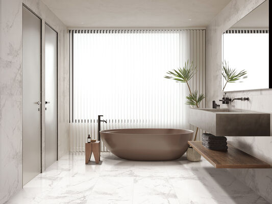 comprare Pavimento per interni elegante ed ecologico Carrara 600x1200mm Replica piastrelle in gres porcellanato smaltato per sala da pranzo e soggiorno fabbricazione online