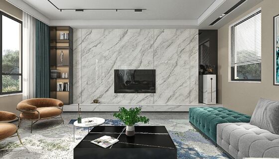 Acquistare Durable and Firebrick 1200x2700mm Thickness 9mm Light Gray Sandstone Polished Sintered Stone Slabs for Renovation fabbricazione online