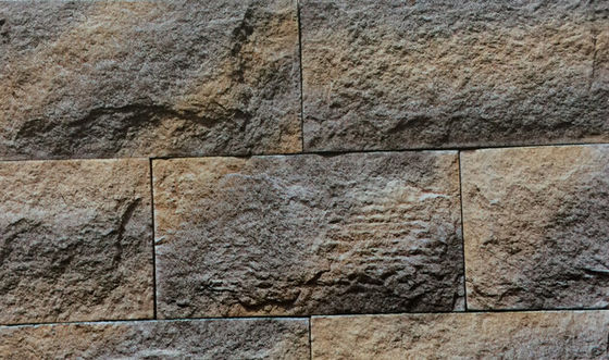 comprare Parete di cemento in mattoni di pietra coltivata di colore beige grigio arancione 14 mm fabbricazione online