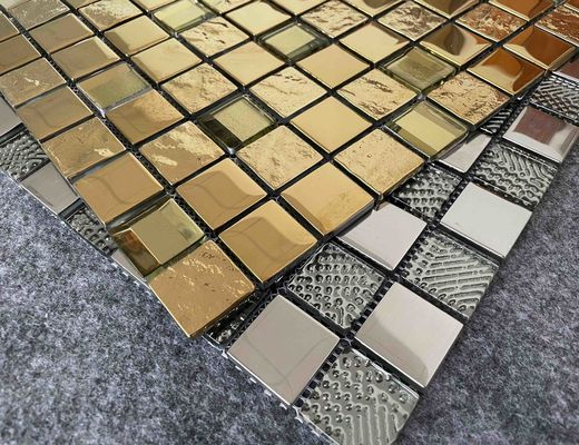 comprare ISO13006 Mildewproof Decorative Mosaic Tiles Golden Sliver Metal Glazed Wall 6mm fabbricazione online