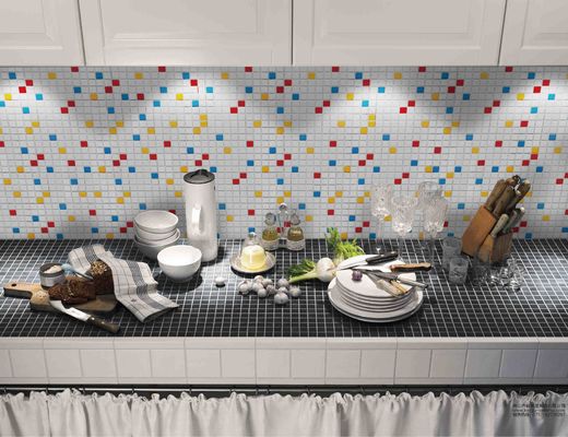 comprare Il getto di inchiostro ha lustrato le tessere decorative 8mm lucide Art Colorful Porcelain Fadeless fabbricazione online