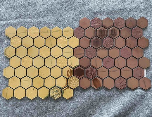 comprare il quadrato di 30x30cm ha lustrato le mattonelle, ISO13006 8mm che la parete esagonale del mosaico piastrella l'oro di Brown fabbricazione online