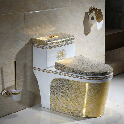 Articoli sanitari in ceramica monopezzo dorato per bagno di lusso
