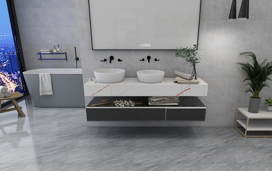 Marmo look 400x400mm Cermica Piastrelle rustiche Interni Matte Vetrate Pavimento interno Piastrelle da parete grigio impermeabile
