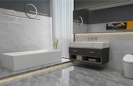 Marmo Look Grigio Indoor Ceramica Piastrelle Rustiche 400x400mm Per Sala Da Pranzo E Pavimento Duraturo Per Balcone