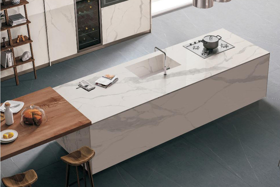 AAA 160x320cm Piastrella di pavimento di pietra Slab di pietra sinterizzata TV bianco Sfondo di parete Tavolo da scrivania