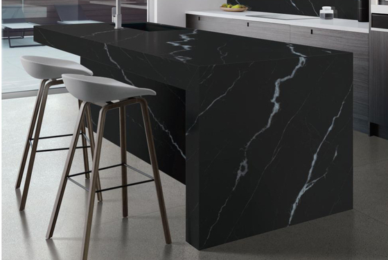 Resistenza agli graffi AAA Lastre di pietra sinterizzate 800x2600x12mm Matte Phantom Nero Granni Tavolini