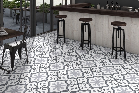 Piastrelle rustiche in ceramica grigie impermeabili da 25x25 cm per il soggiorno e piastrelle ecologiche per la decorazione