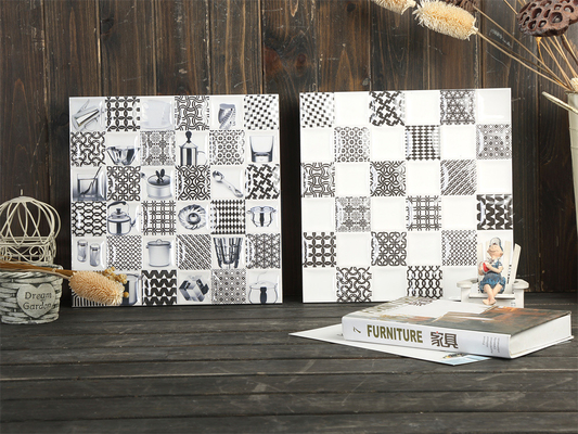 300x300mm Piastrelle rustiche in ceramica encaustica resistenti agli graffi per il soggiorno e piastrelle di parete durevoli per la camera da letto bianca e nera