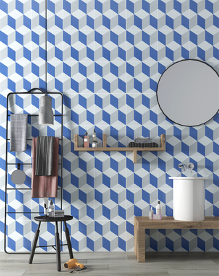 Piastrelle rustiche in ceramica geometrica blu e bianco d'epoca per hotel e piastrelle di pavimento durevoli da 200x200 mm per cucina