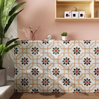 Giallo chiaro e verde 200x200mm Terracotta rustica in ceramica resistente e in mattoni da fuoco per bagno e soggiorno