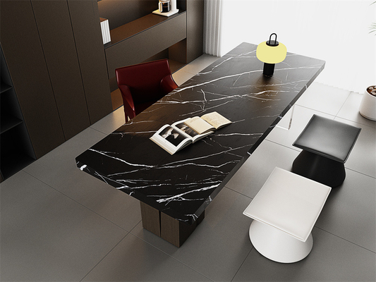 Matt 1420x2700mm lastre di pietra sinterizzata nera per soggiorno e bancone