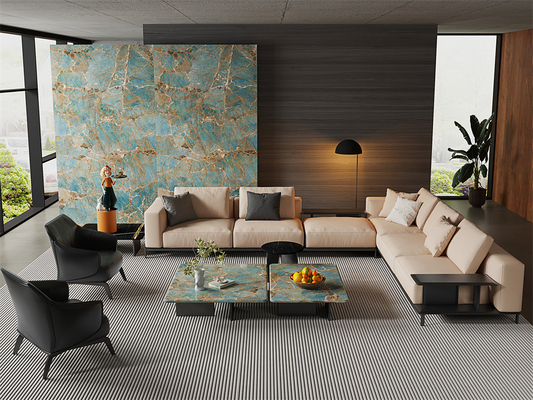 Lastra di pietra sinterizzata lucida per pareti interne 160x320cm Verde per decorazione