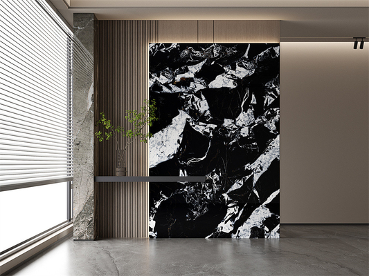 Lastra in pietra sinterizzata nero opaco 1600x3200mm per pareti di uffici