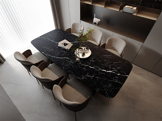 Slab di pietra sinterizzata di porcellana vetrata nera e 160x320cm di lamiere di marmo antiscivolo per sala da pranzo