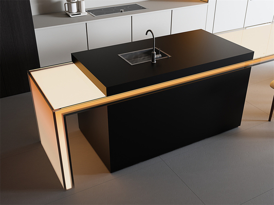 Pietra sinterizzata nera opaca 1600x3200 mm per decorazioni interne