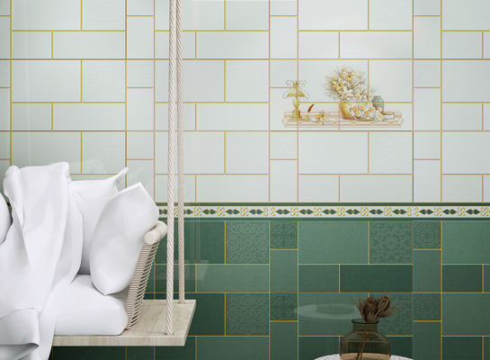 Piastrelle di ceramica verde a prova di umidità 300x600 mm Piastrelle per interni e piastrelle durevoli per il bagno