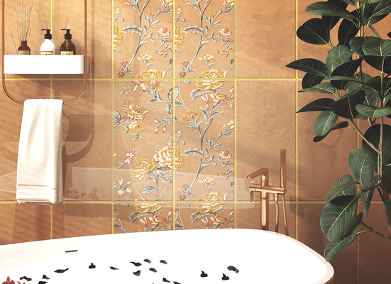 Grado AAA Anti scivolamento 30x60cm Superficie specchio Piastrelle di parete in ceramica per ristorante marrone