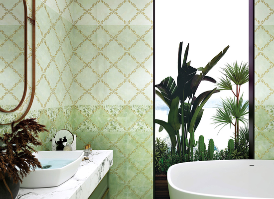 Piastrelle resistenti ai graffi 300x600 mm per pareti interne e piastrelle ceramiche vetrate verdi per il design del bagno