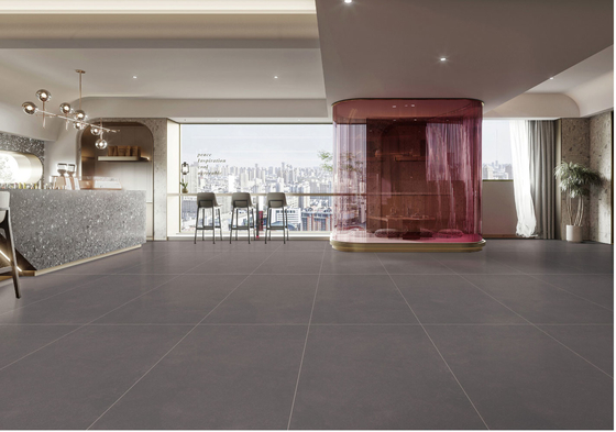 Piastrelle da ufficio grigio scuro e matt 120x60cm parete interna ISO9001 Piastrelle di porcellana vetrata morbida