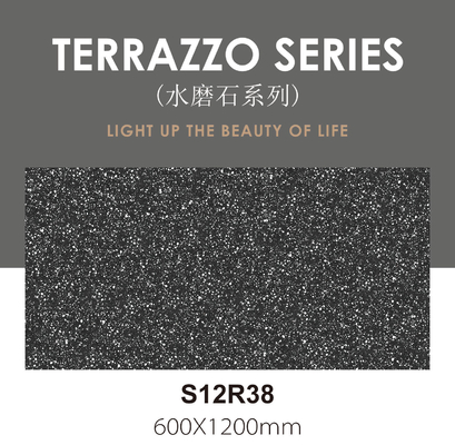 Antibatterica 600x1200mm Grigio scuro Terrazzo Pavimento interno Baby Face Piastrelle di porcellana vintage per sala da pranzo