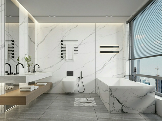 Pavimento interno antibatterico piastrelle di porcellana lucida bianca per bagno e grado AAA 900x1800x9mm per ricostruzione