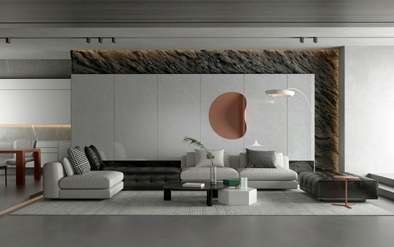 Moderna parete interna resistente agli graffi porcellana vetrata piastrella lucidata grigio 900x1800x9mm Per ricostruzione e sala da pranzo