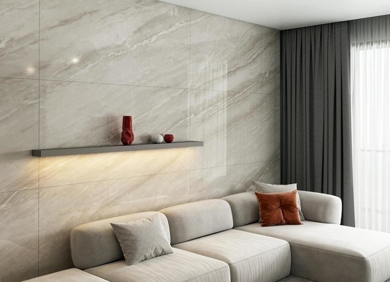 Grigio Moderno 900x1800x9mm Marmo Guarda Fuori Parete Vetrata Porcellana lucidata Piastrelle Per Bagno