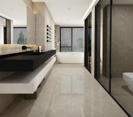 Piastrelle di porcellana lucidata vetrata antiscivolo per interni 900x1800x9mm per progetti e piastrelle grigie antibatteriche per hotel