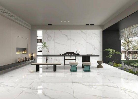 Splendida parete interna vetrata porcellana lucida piastrelle per soggiorno e Carrara 1200x1800x9mm Non sbiadire piastrelle per pavimenti interni Decorazione