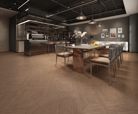 Piastrelle di porcellana di legno marrone e beige antibatteriche da 24