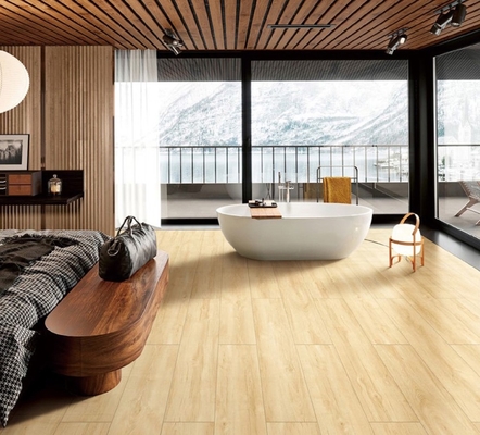 Piastrelle in mattoni per pavimenti per camera da letto e giallo 250x1500mm Strisce di porcellana di legno durevole per ufficio