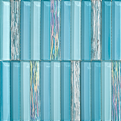 Mosaici in vetro blu Firebrick 300x300mm per hotel e soggiorno, resistenti alle macchie